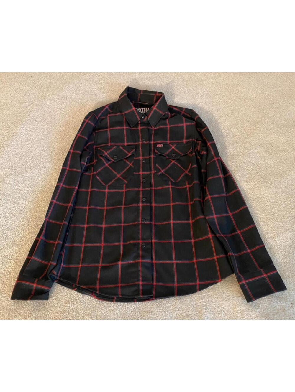 RARE Dixxon SLAYER Plaid Flannel Button-Up Long Sleeve Shirt WOMEN'S Small OOP
